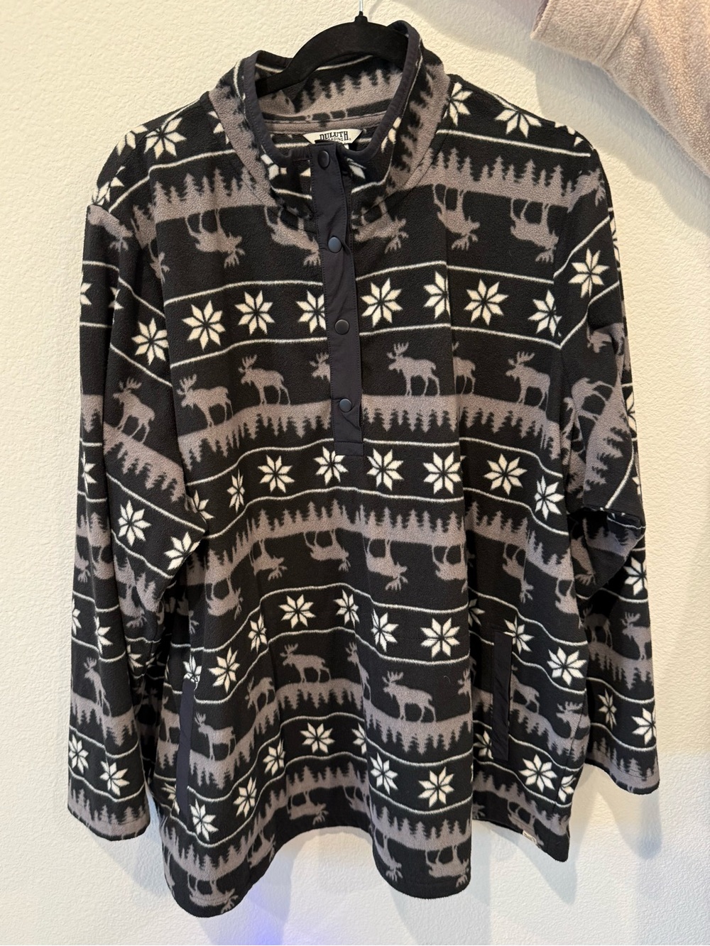 Duluth Trading Co. Women’s 3X Moose & Snowflake Fleece Snap Pullover